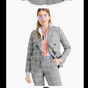 J. Crew Ruffle-Pocket Blazer in Glen Plaid Size: US 10